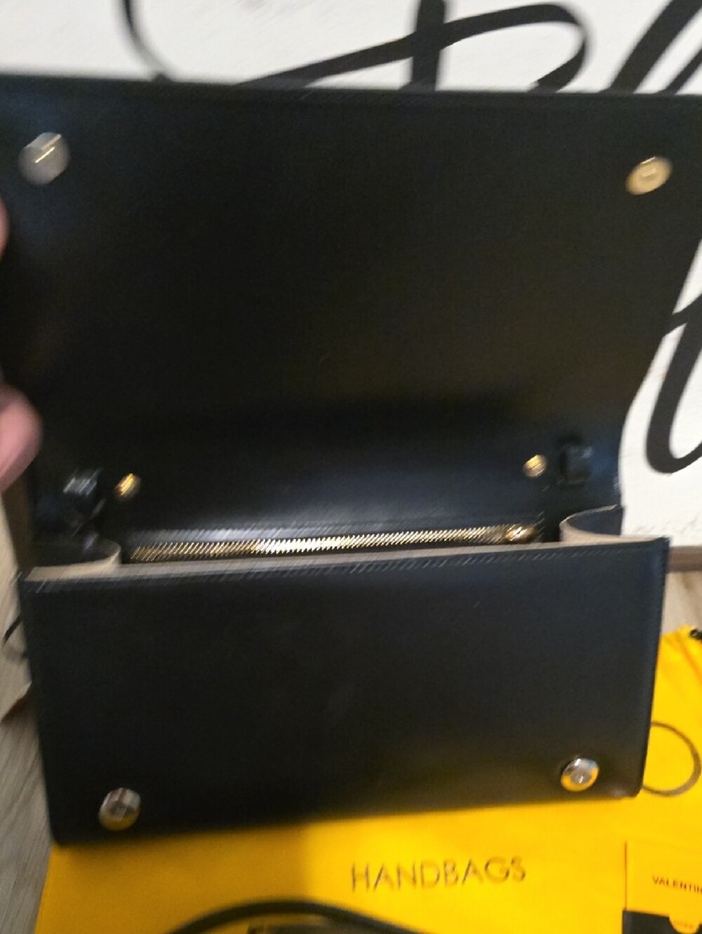 Valentino Black Leather Logo Clutch with Silver Accent - Picture 3 of 11